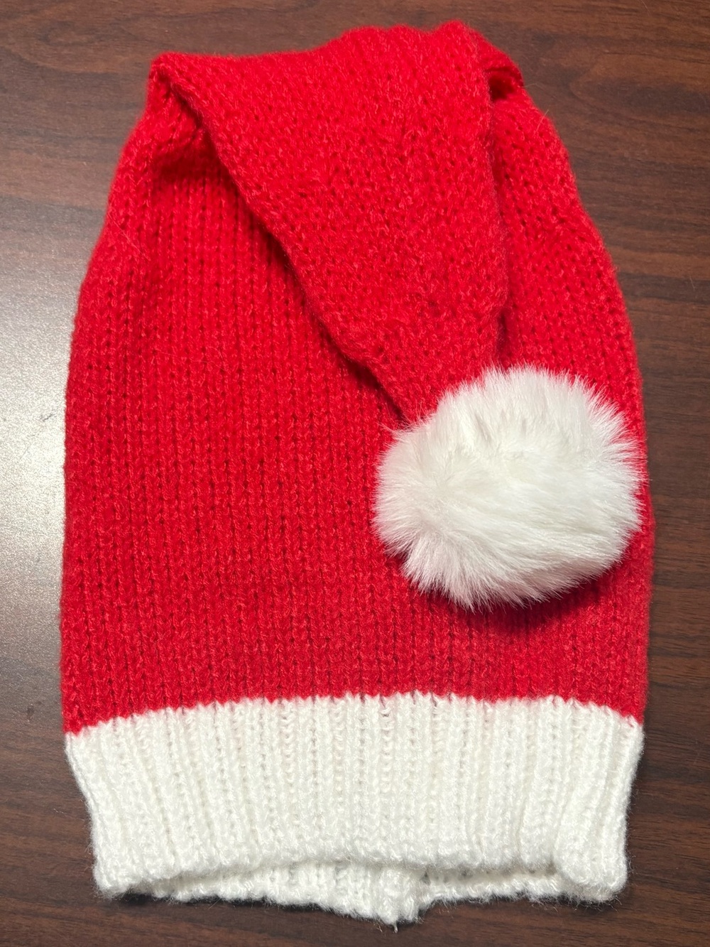 Red Knitted Christmas Santa Hat Soft Winter Beanie Cap with White Pom Pom - NIP